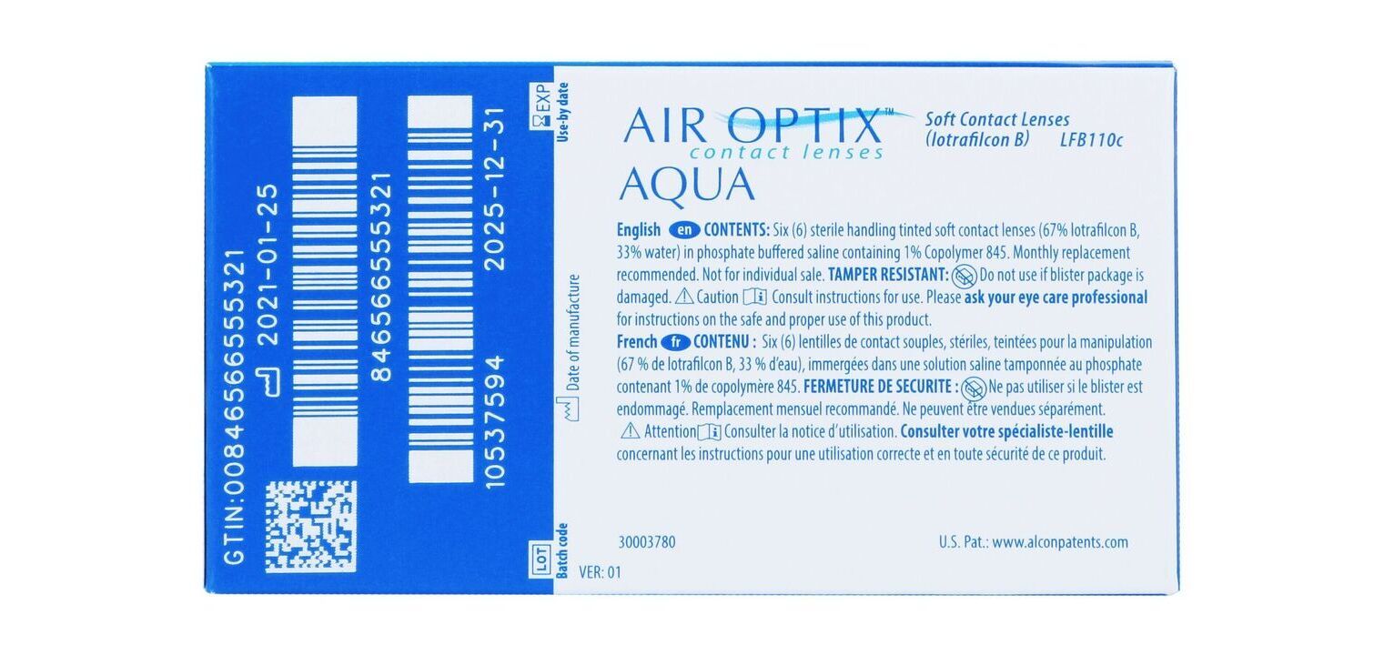 AirOptix Aqua - Boîte de 6 - Lentilles Mensuelle