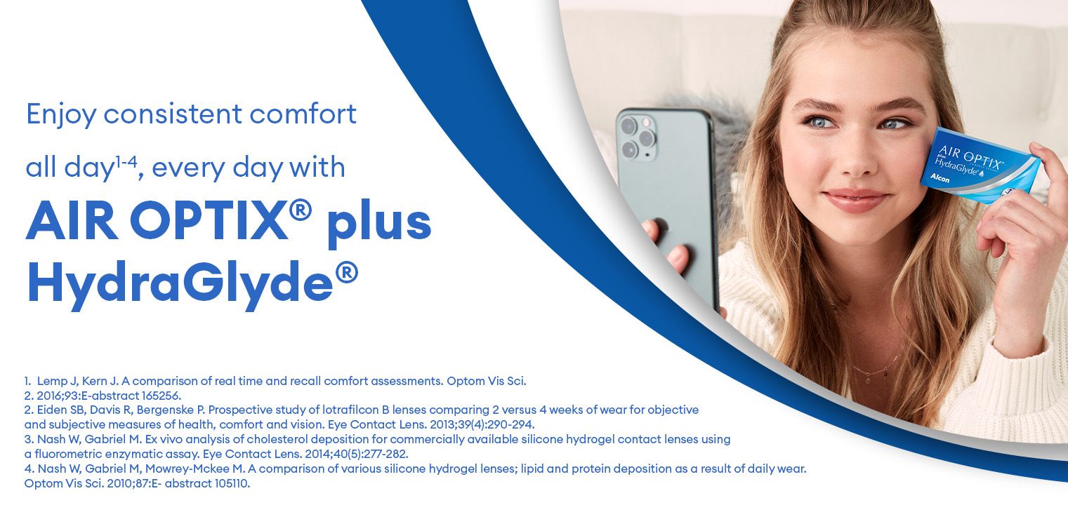 Air Optix Plus HydraGlyde - Boîte de 6 - Lentilles Mensuelle