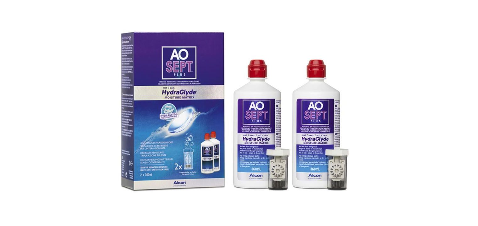 Aosept Plus Hydraglyde 2x360 ml Pflegemittel Weichlinsen