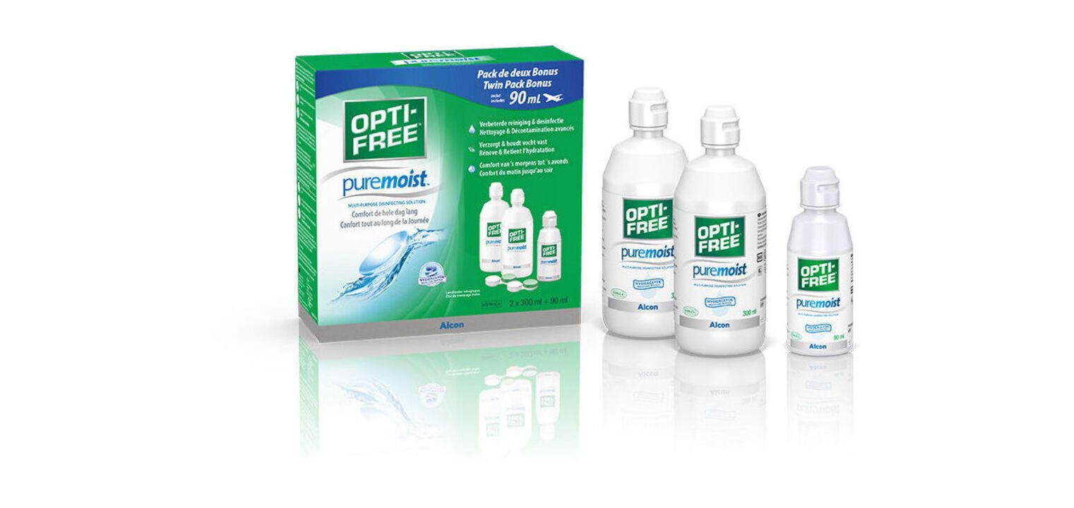 Opti-Free PureMoist 2x300ml + 90ml Entretien lentilles souples