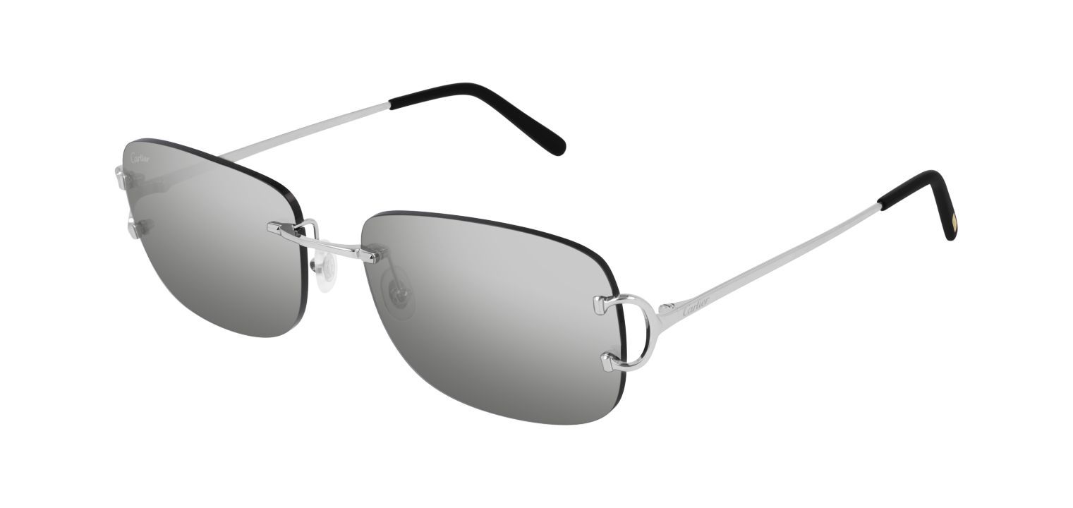 Cartier Rechteckig Sonnenbrillen CT0011RS Sillber für Herren