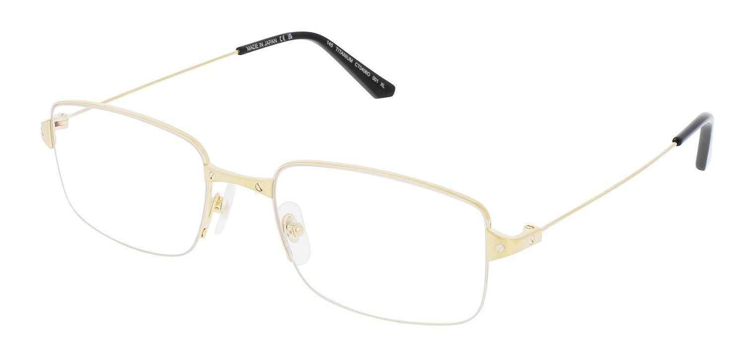 Cartier Rectangle Eyeglasses CT0406O Gold for Man