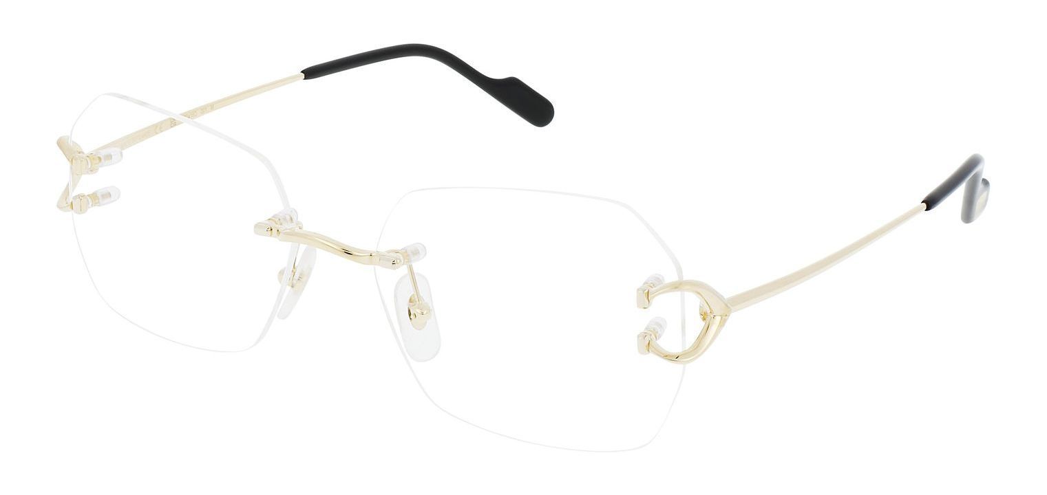 Cartier Rectangle Eyeglasses CT0416O Gold for Unisex