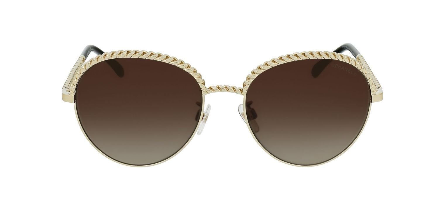 CHANEL round sunglasses  Round sunglasses, Gold chanel logo