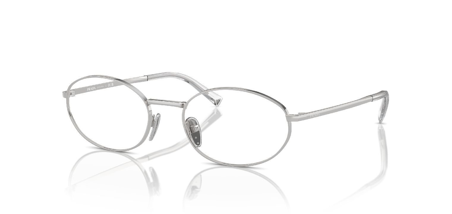Prada Oval Brillen 0PR A57V Sillber für Damen