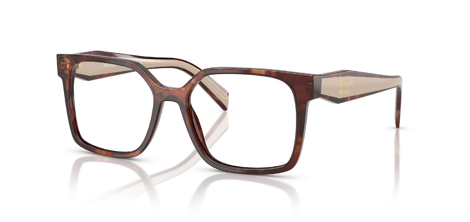 Prada Rechteckig Brillen 0PR B03V Braun für Damen