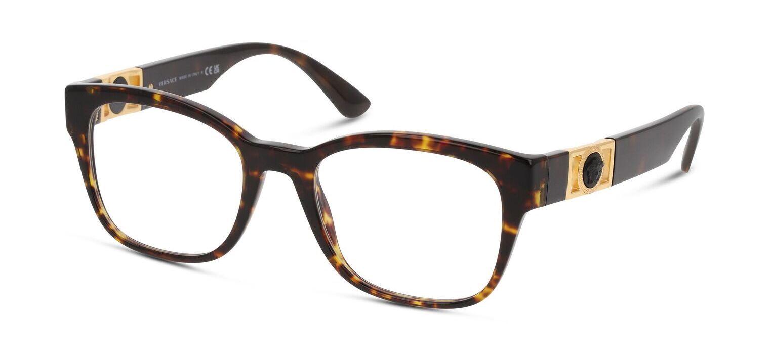 Versace Rechteckig Brillen 0VE3314 Havana für Dame