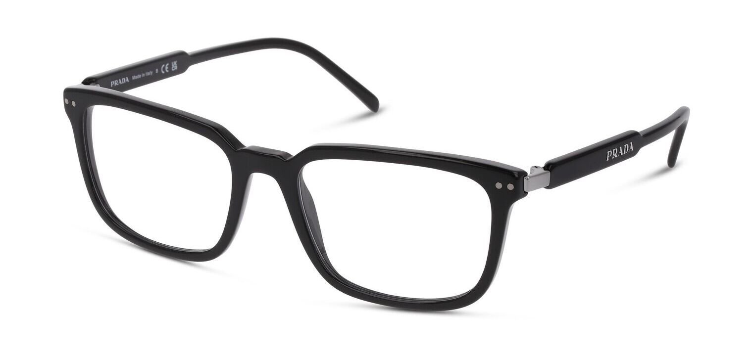 Prada Rectangle Eyeglasses 0PR 13YV Black for Man