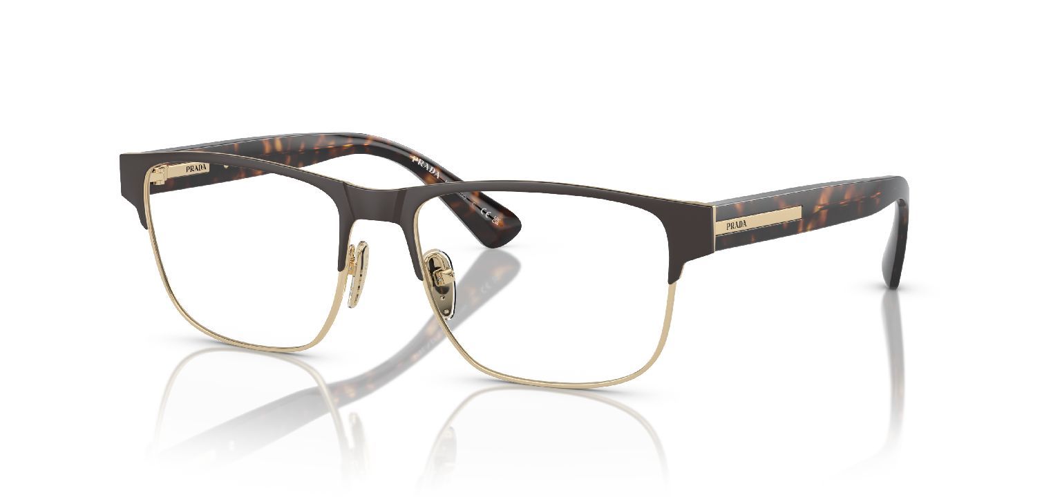 Lunettes de vue Prada Carré 0PR 57ZV Marron pour Homme