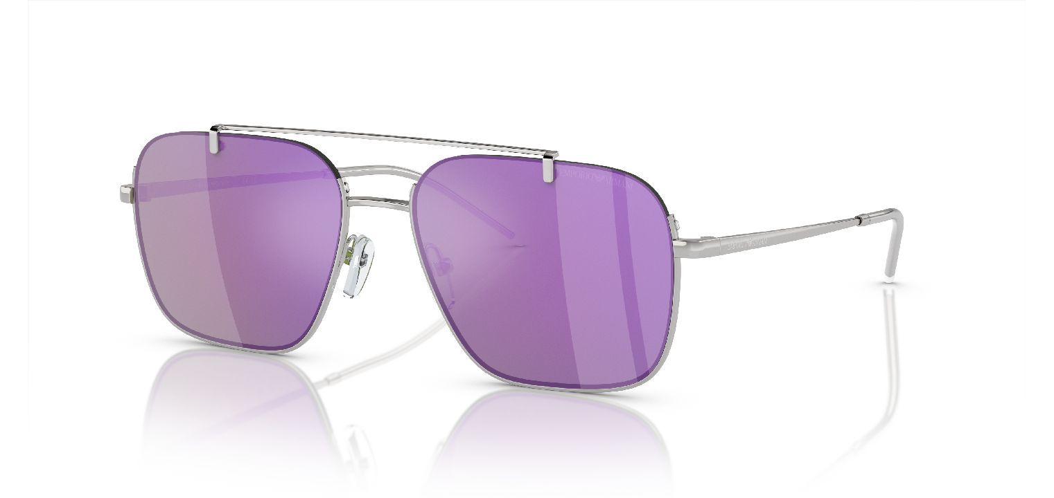Emporio Armani Rectangle Sunglasses 0EA2150 Silver for Man