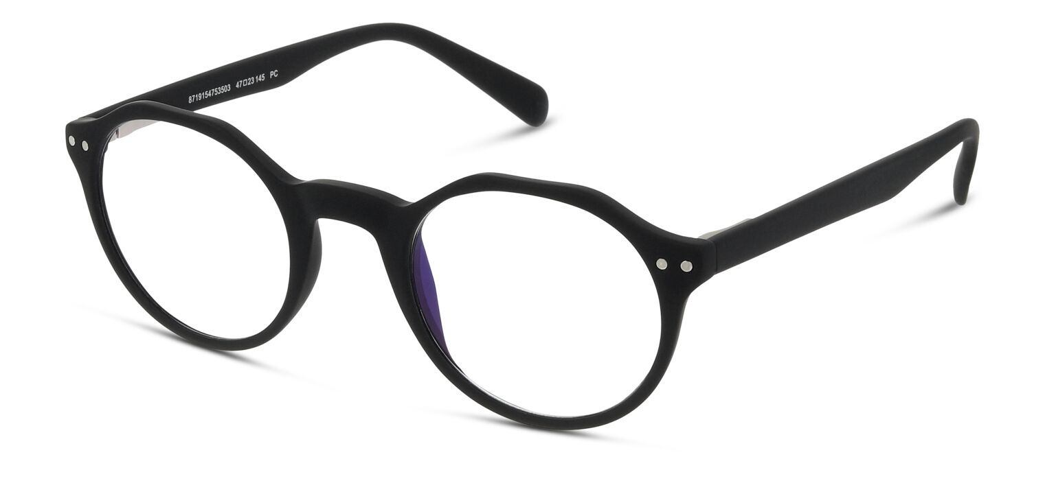 Blue light filter Eyeglasses GLibrary Round IBLU01 Black