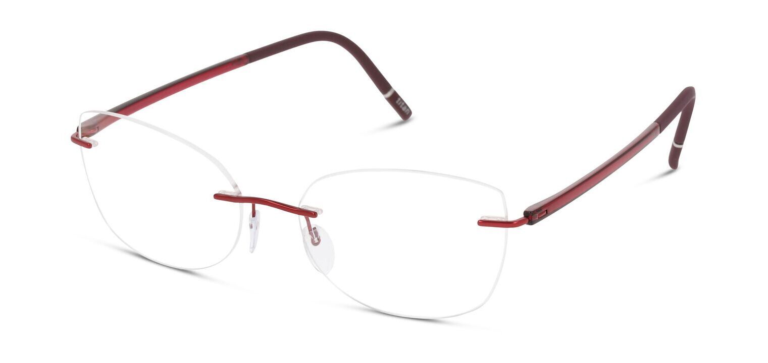 Lunettes de vue Silhouette Rectangle 5567 Rouge pour Femme