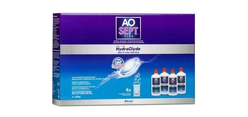 Aosept Plus Hydraglyde 4x360 ml Entretien lentilles souples
