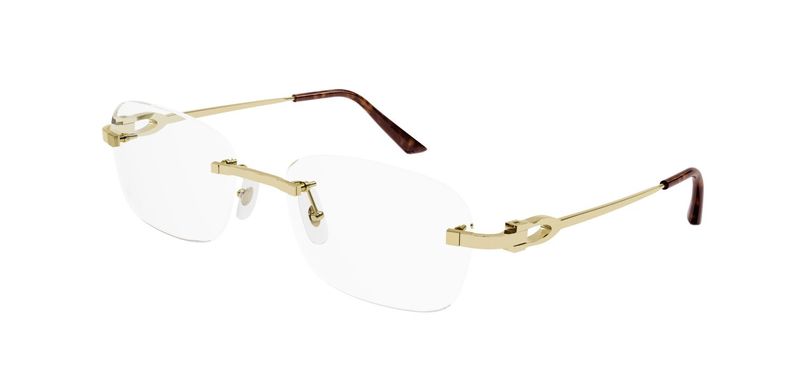 Cartier Rectangle Eyeglasses CT0290O Gold for Man