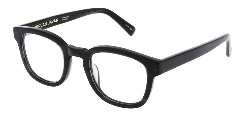 Nirvan Javan Round Eyeglasses LONDON 12 Black for Unisex
