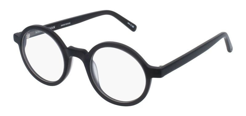 Nirvan Javan Round Eyeglasses STOCKHOLM 04 Black for Unisex