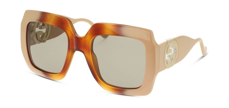 Lunettes de soleil Gucci Rectangle GG1022S Beige pour Femme