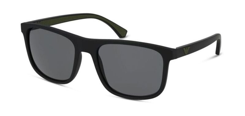 Lunettes de soleil Emporio Armani Rectangle 0EA4129 Noir mat pour Homme