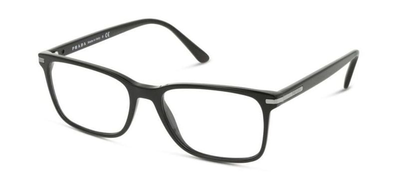 Prada Rectangle Eyeglasses 0PR 14WV Black for Man