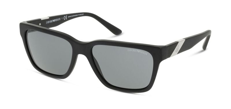 Lunettes de soleil Emporio Armani Rectangle 0EA4177 Noir mat pour Homme