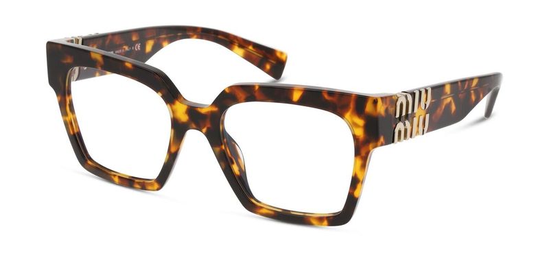 Miu Miu Rectangle Eyeglasses 0MU 04UV Havana for Woman