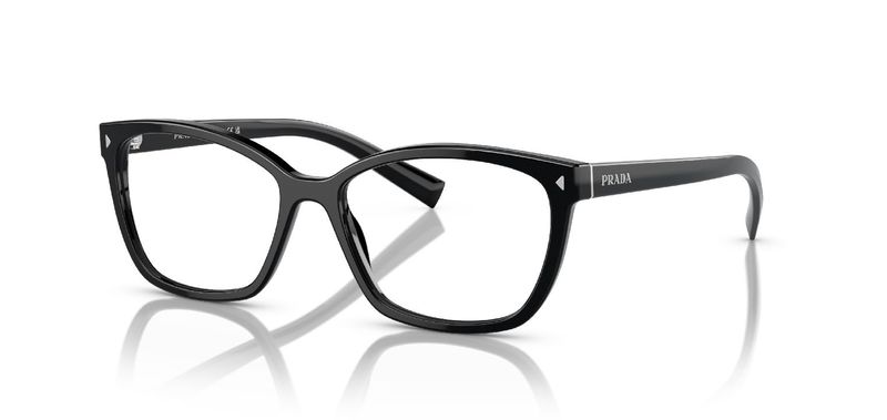 Prada Rectangle Eyeglasses 0PR 15ZV Black for Woman