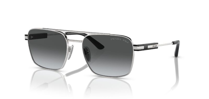 Prada Rechteckig Sonnenbrillen 0PR 67ZS Sillber für Herren