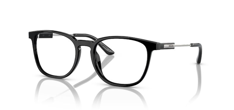 Prada Carré Eyeglasses 0PR 19ZV Black for Man