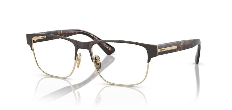 Lunettes de vue Prada Rectangle 0PR 57ZV Marron pour Homme