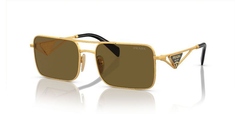 Prada Rectangle Sunglasses 0PR A52S Gold for Unisex