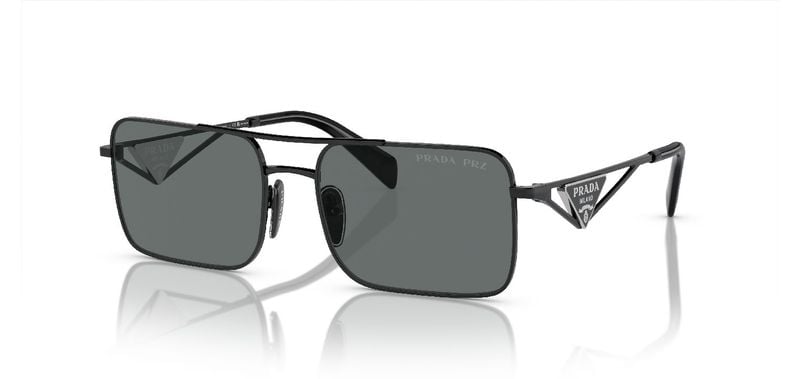 Prada Rechteckig Sonnenbrillen 0PR A52S Schwarz für Damen/Herren