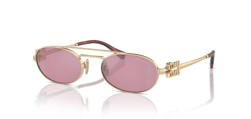 Miu Miu Oval Sunglasses 0MU 54ZS Gold for Woman