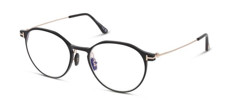 Tom Ford Round Eyeglasses FT5866-B Black for Man