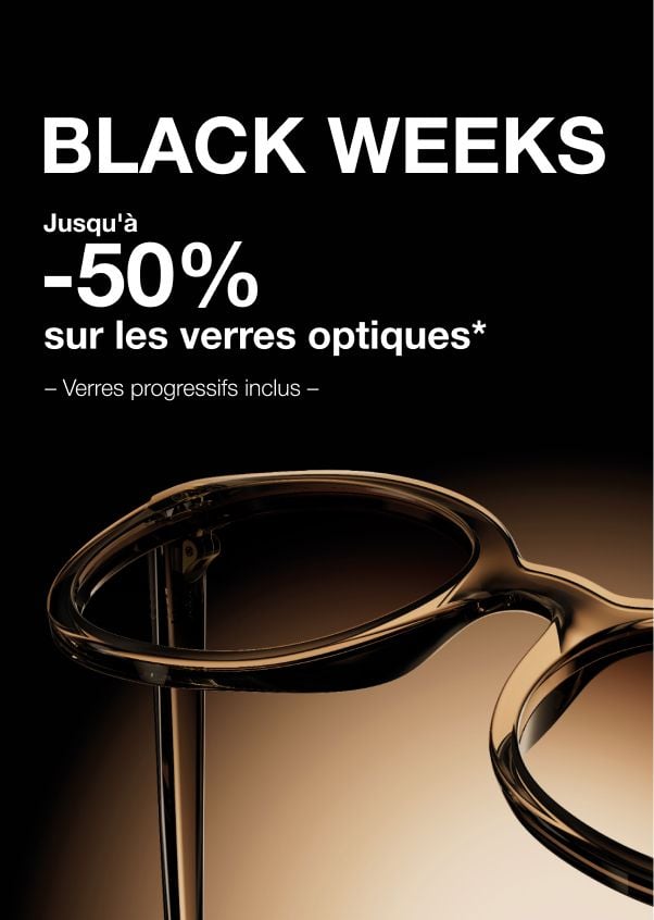 Jusqu’à -50% sur les verres optiques Verres progressifs inclus