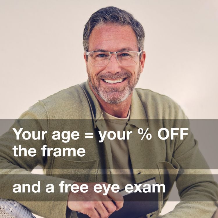 Your age = % discount Your age = % discount