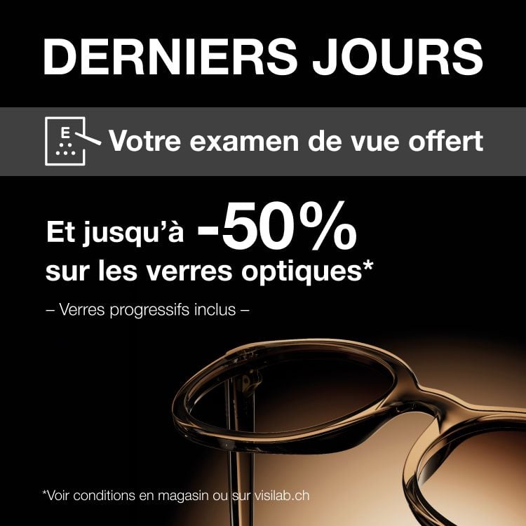 Jusqu’à -50% sur les verres optiques Verres progressifs inclus