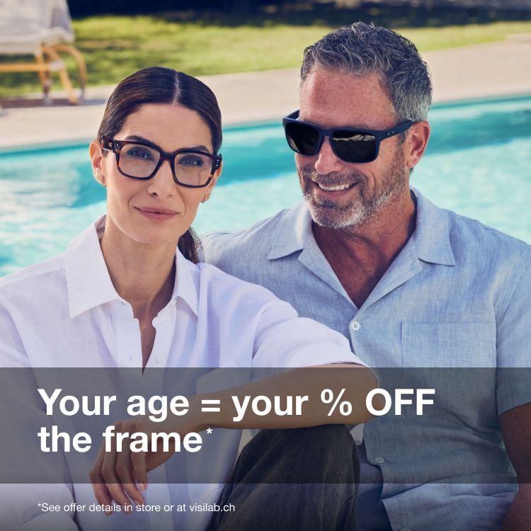 Your age = your % off the frame and a free eye exam Your age = your % off the frame and a free eye exam